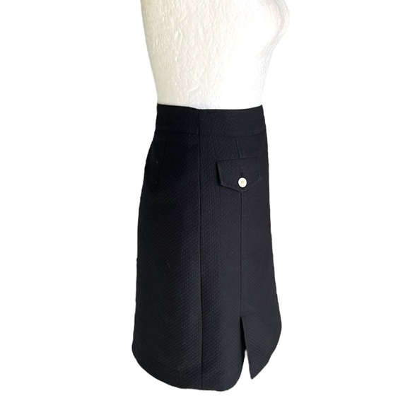 J. McLaughlin Black Textured Cotton Blend Gold Button Pocket Skirt - 10 - Picture 5 of 12